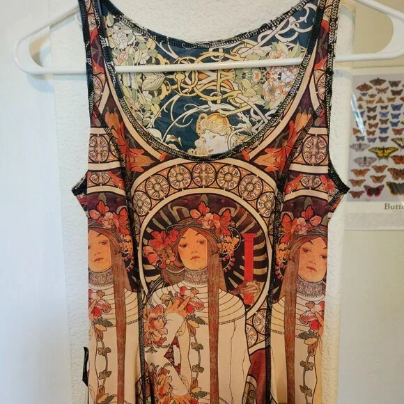 4 in 1 Blackmilk Mini Dress - Limited Edition Reversible Alphonse Mucha Art - Picture 8 of 12